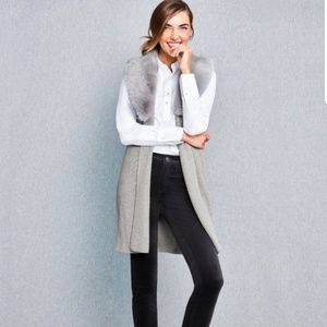 Talbots faux fur collar vest